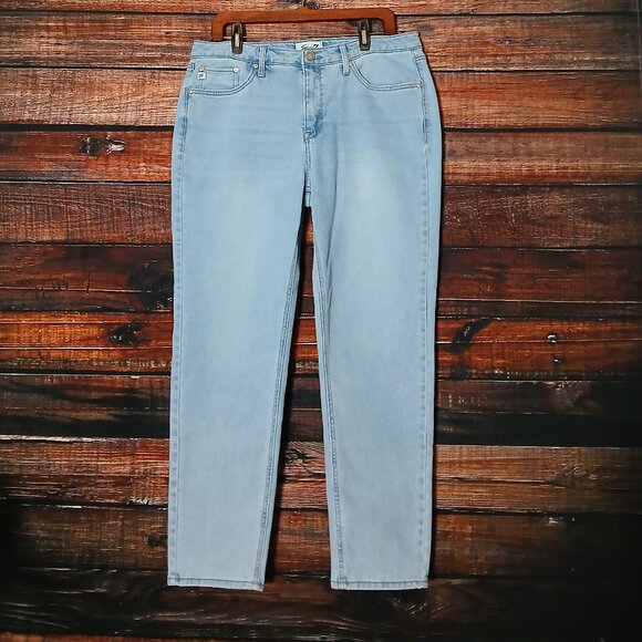 Seven 7 Jeans Size 12 Straight Leg High Rise Light Wash Denim Stretch - Picture 2 of 8